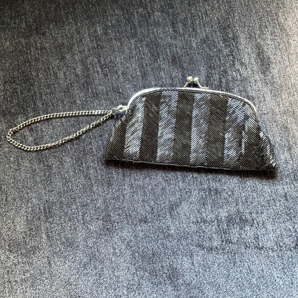 Black beaded handbag